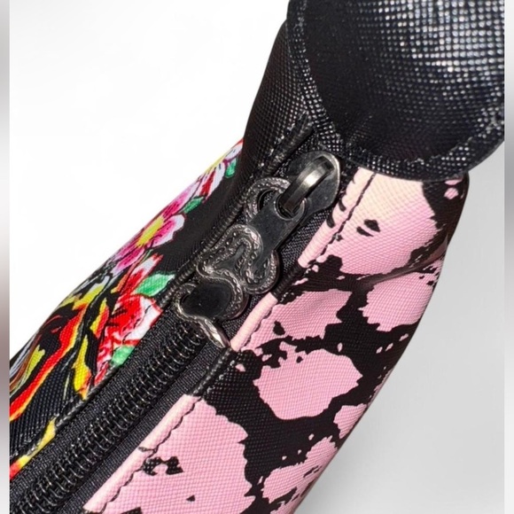 Ed Hardy Black Shoulder Bag with Vibrant Tiger and Floral Art - Picture 3 of 6